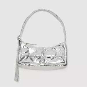 BAGGU cargo shoulder handbag silver metallic deadstock limited edition